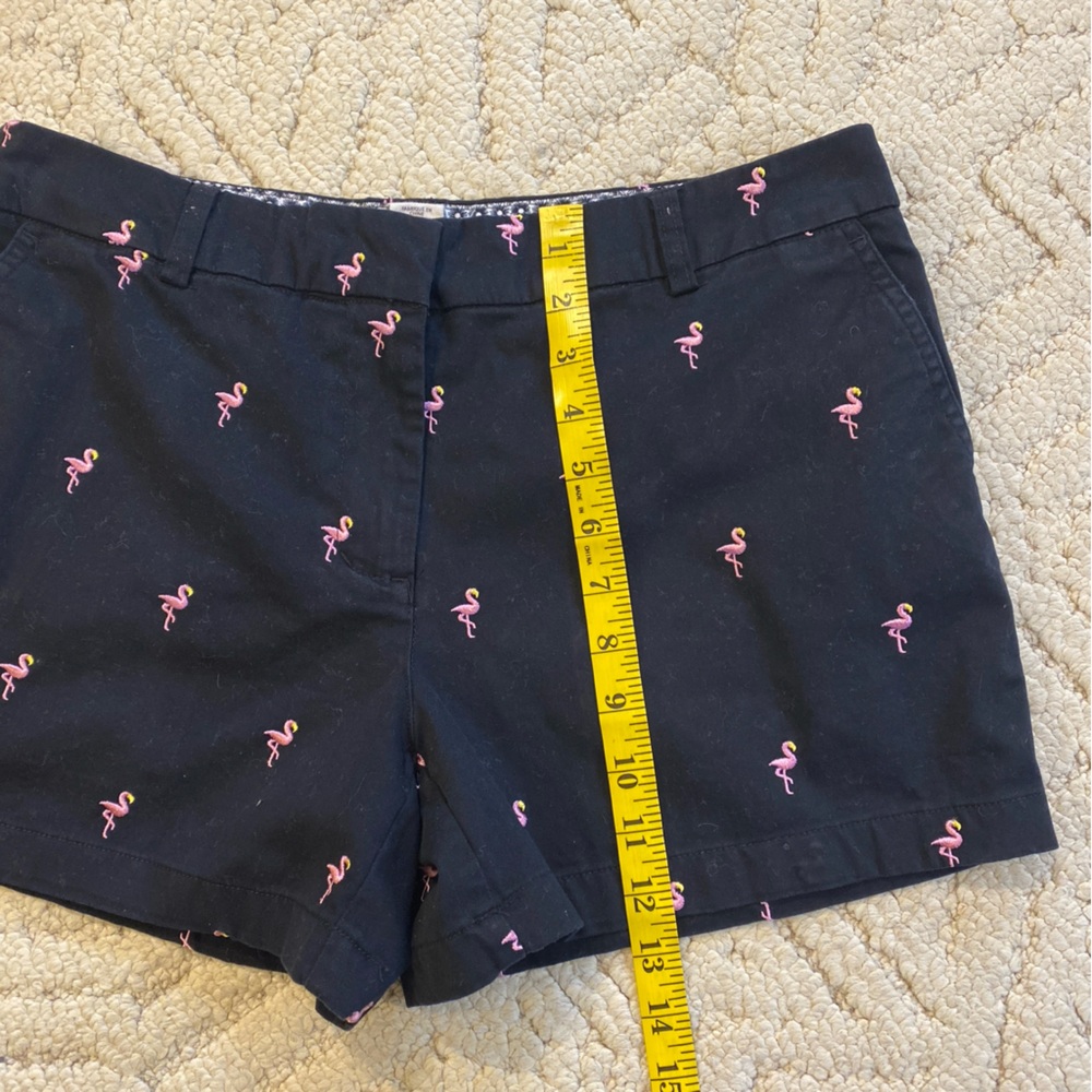 Cambridge Dry Goods Black Flamingo Embroidered Chino Shorts Womens Size 8 - Picture 4 of 7